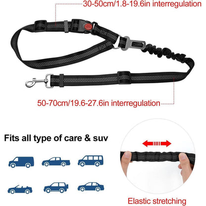 2x Verstellbarer Hunde-Sicherheitsgurt Auto mit Ruckdämpfer