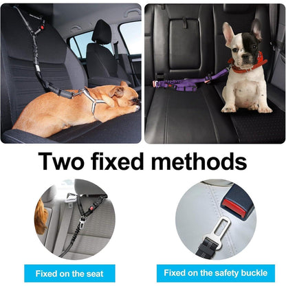 2x Verstellbarer Hunde-Sicherheitsgurt Auto mit Ruckdämpfer