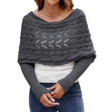 Damen Schal mit Ärmeln – Warmer Poncho Dunkelgrau