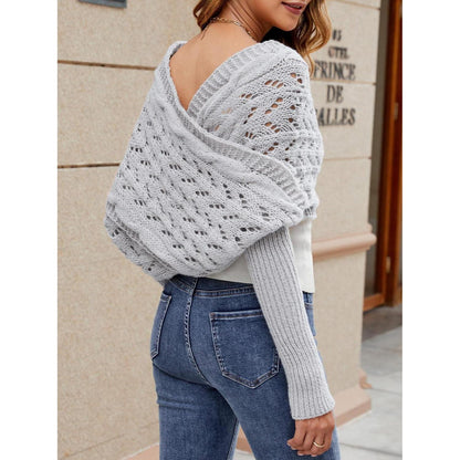 Schal mit Ärmeln Damen Hellgrau | Winter Poncho