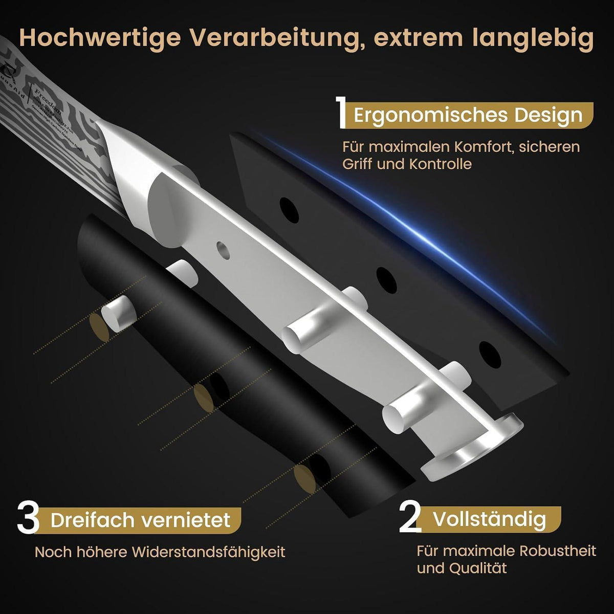 8-teiliges Steakmesser-Set aus Edelstahl mit Ablage