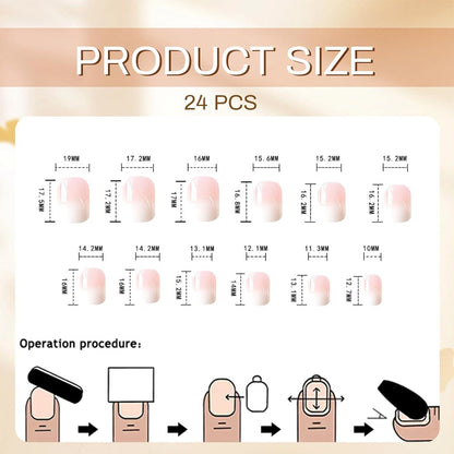 24 Stücke Ombré Pink Press on Nägel Quadratisch Glänzend