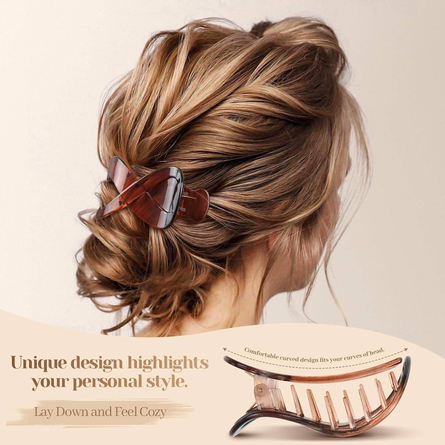 4er Set Damen Haarspangen Groß, Rutschfest, Elegant, Haarschmuck - 8,5 cm lang