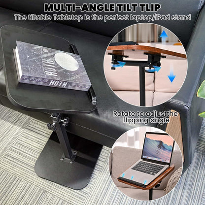 Höhenverstellbarer C-Tisch Beistelltisch für Couch & Bett Schwarz