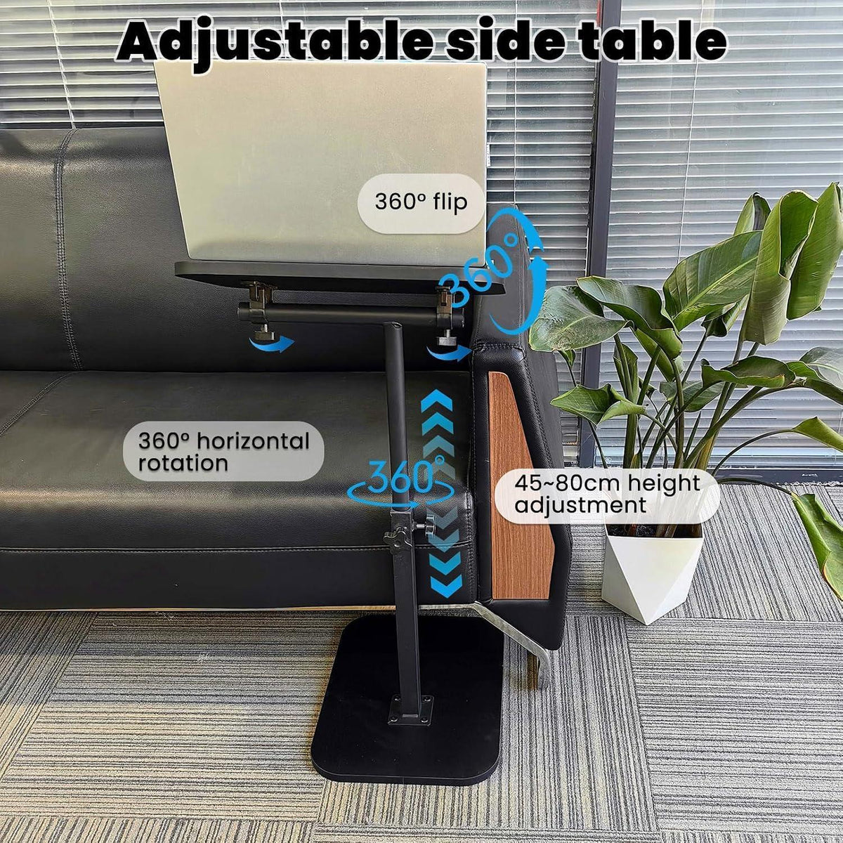 Höhenverstellbarer C-Tisch Beistelltisch für Couch & Bett Schwarz