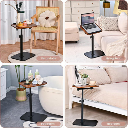 Höhenverstellbarer C-Tisch Beistelltisch für Couch & Bett Schwarz