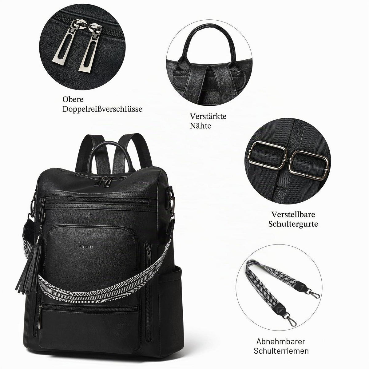 Rucksack Damen Laptopfach 15,6 Zoll Wasserdicht Business in Lederoptik