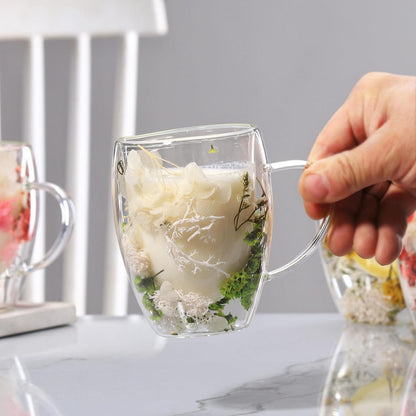 2er-Pack Latte Macchiato Gläser mit Trockenblumen, 350ml