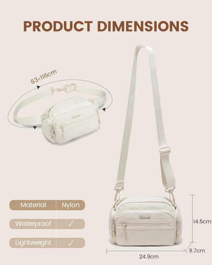Crossbody Bag Damen LOVEVOOK Umhängetasche Handtasche mit Vielen Fächern Schultertasche Beige