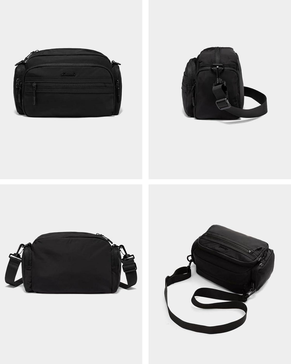 Umhängetasche Damen Crossbody Schultertasche Schwarz Mittelgroß Leicht