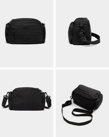 Umhängetasche Damen Crossbody Schultertasche Schwarz Mittelgroß Leicht