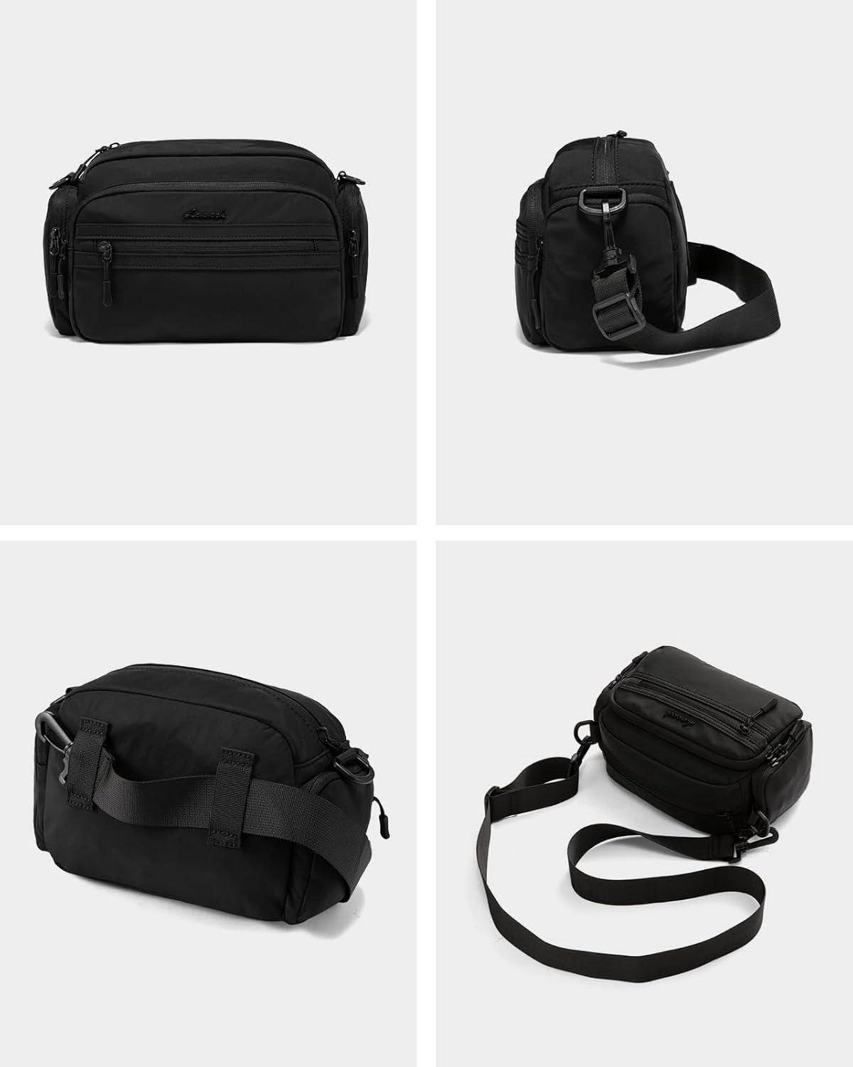 Umhängetasche Damen Klein Crossbody Bag Schwarz Wasserdicht viele