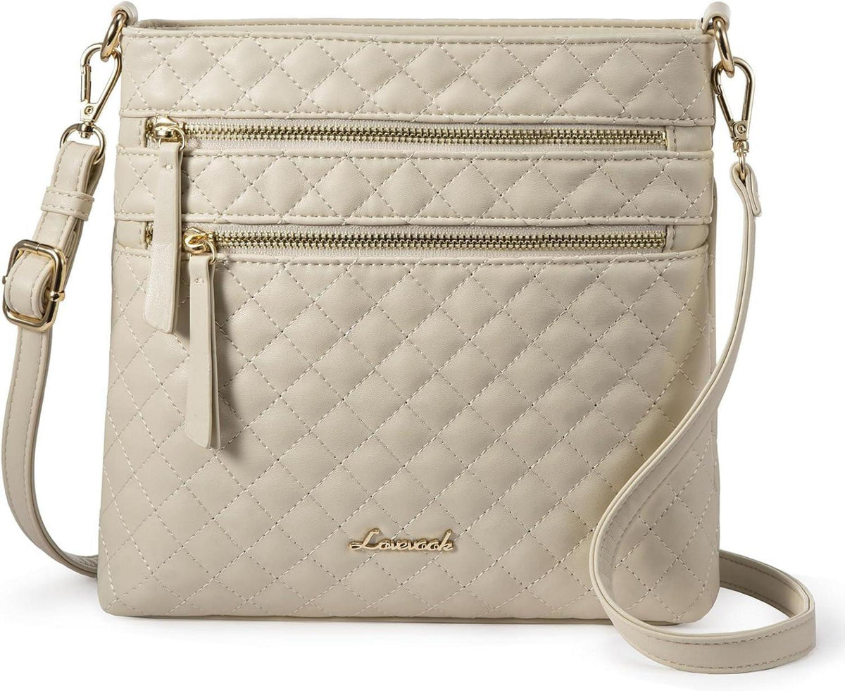 Crossbody Bag Damen Umhängetasche PU Leder Beige