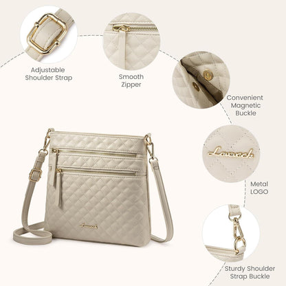 LOVEVOOK Crossbody Bag Damen Handtasche Schultertasche Beige