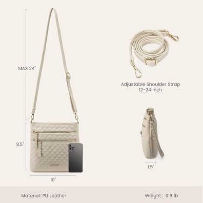 Damen Crossbody Bag PU Leder Umhängetasche Beige