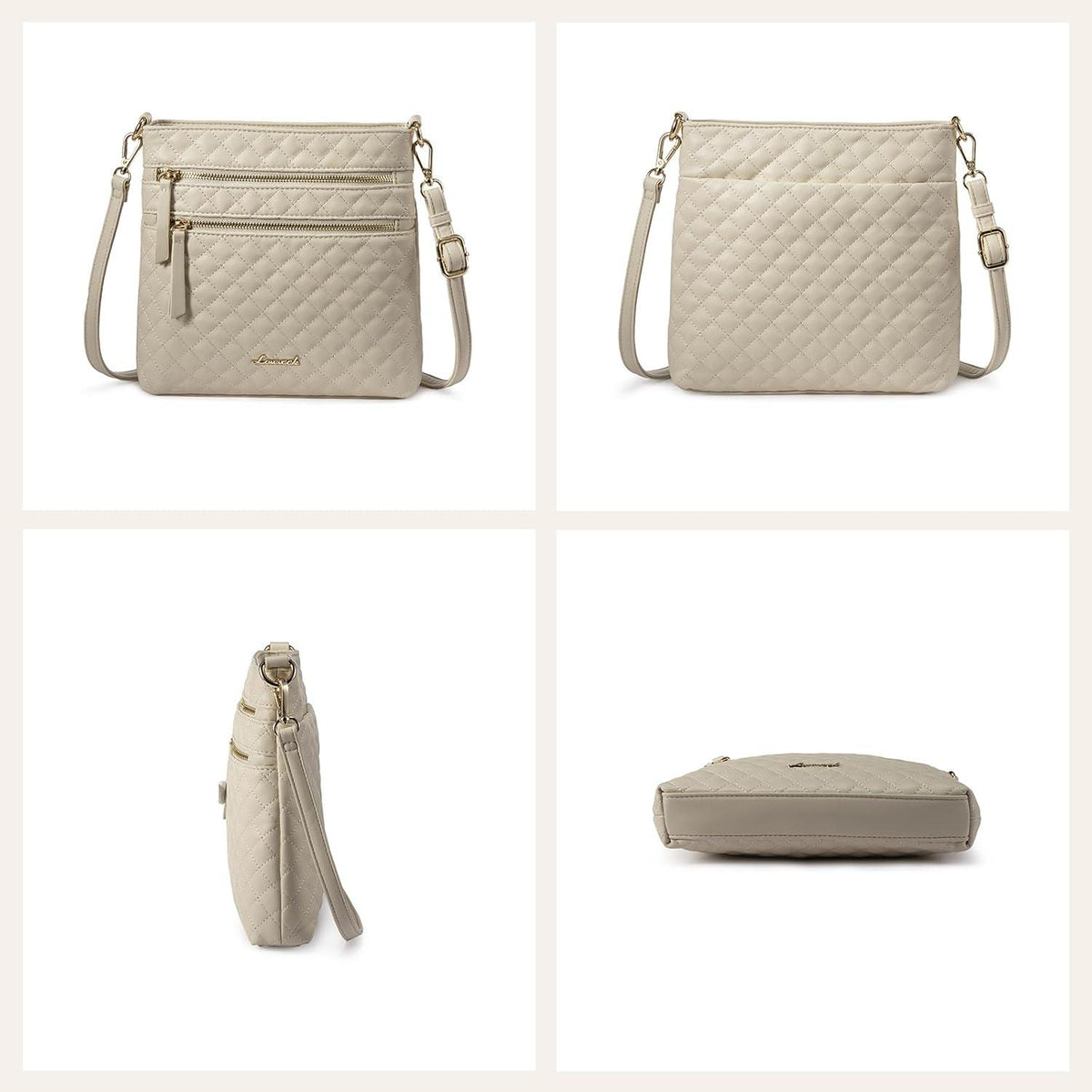 Damen Crossbody Bag PU Leder Umhängetasche Beige