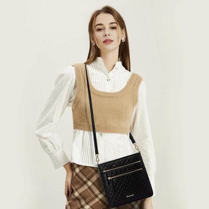 Elegante Damen Umhängetasche aus Leder Schwarz