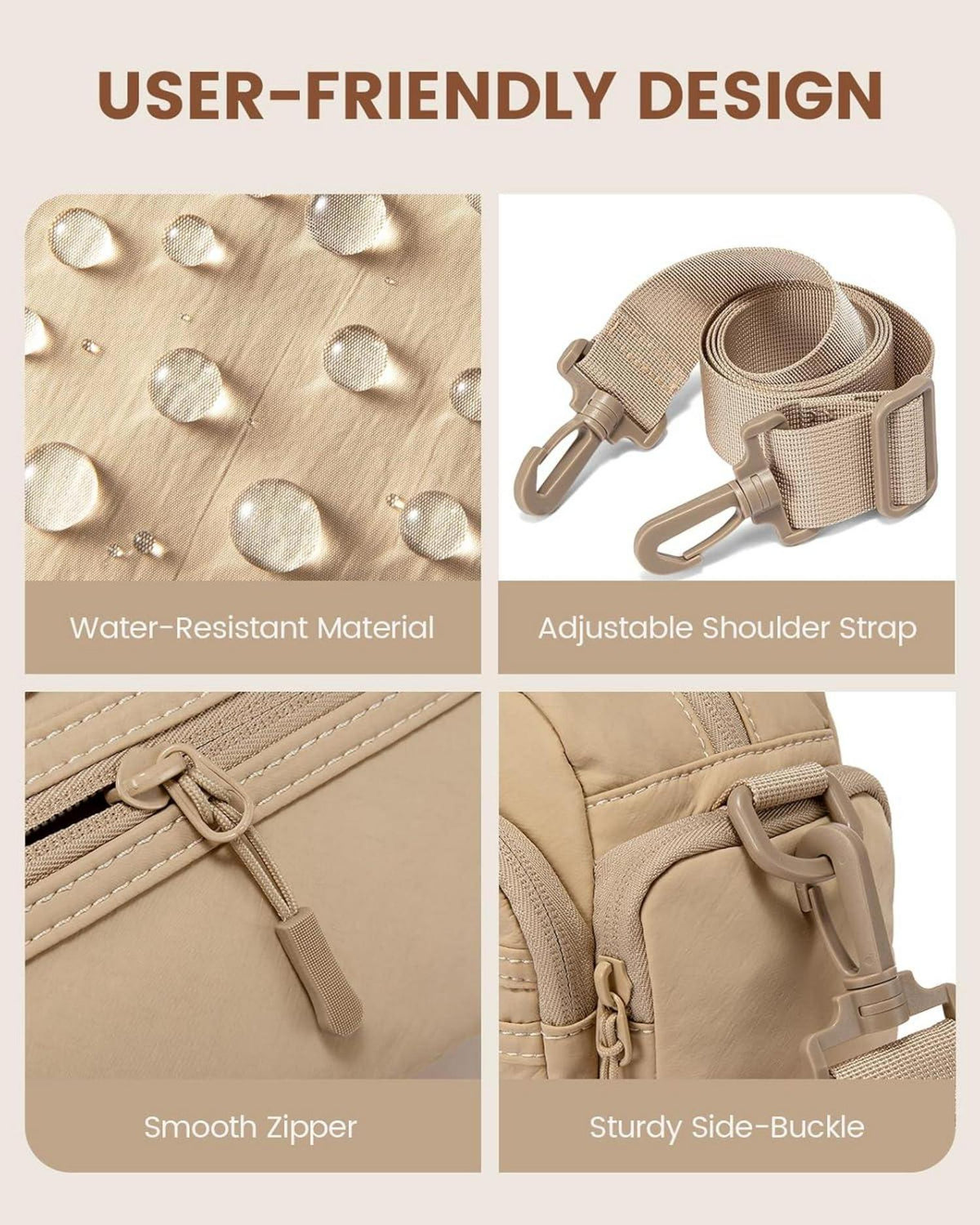 Schwarze Umhängetasche Damen Crossbody Bag Mittelgroß mit vielen Fächern
