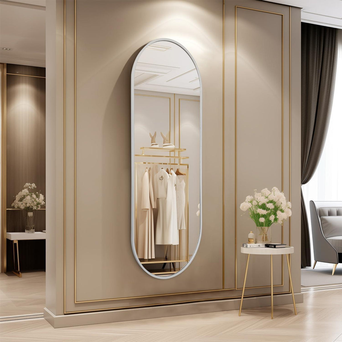 Ovaler Wandspiegel 120x40cm – Moderner Badezimmer Spiegel