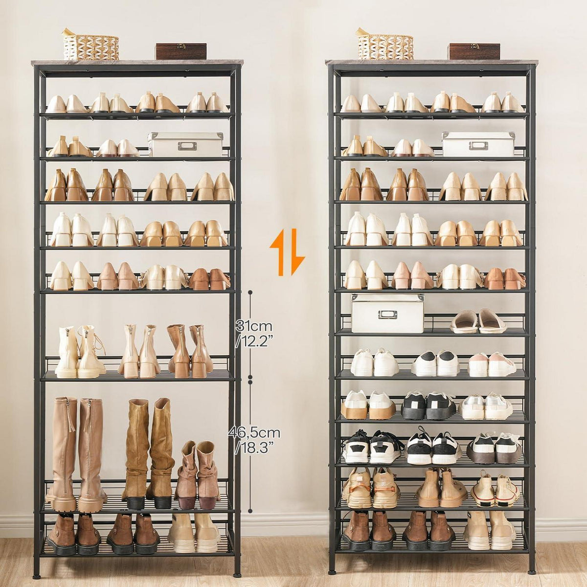 Großes Schuhregal 12 Etagen – Schuhablage für 35-45 Paar Schuhe