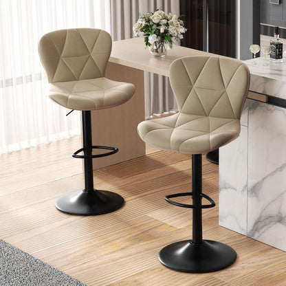 Hawthyhome Barhocker 2er Set Khaki Höhenverstellbar mit Rückenlehne