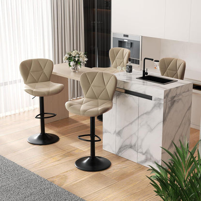 Hawthyhome Barhocker 2er Set Khaki Höhenverstellbar mit Rückenlehne