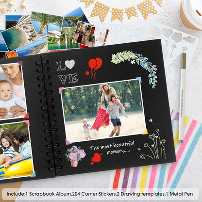 Fotoalbum 21x21cm DIY Spiralalbum Fotobuch 40 Seiten Scrapbook Schwarz