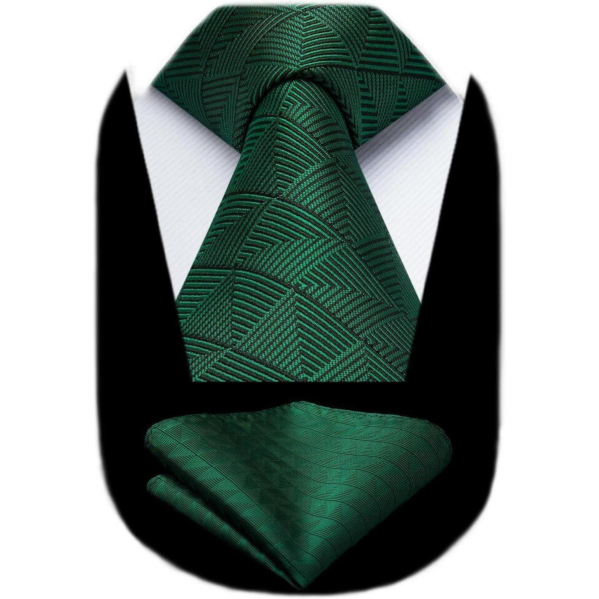 Krawatten-Set Herren mit Einstecktuch, kariert, grün