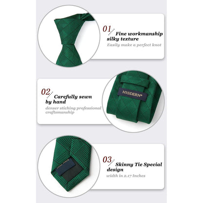 Krawatten-Set Herren mit Einstecktuch, kariert, grün