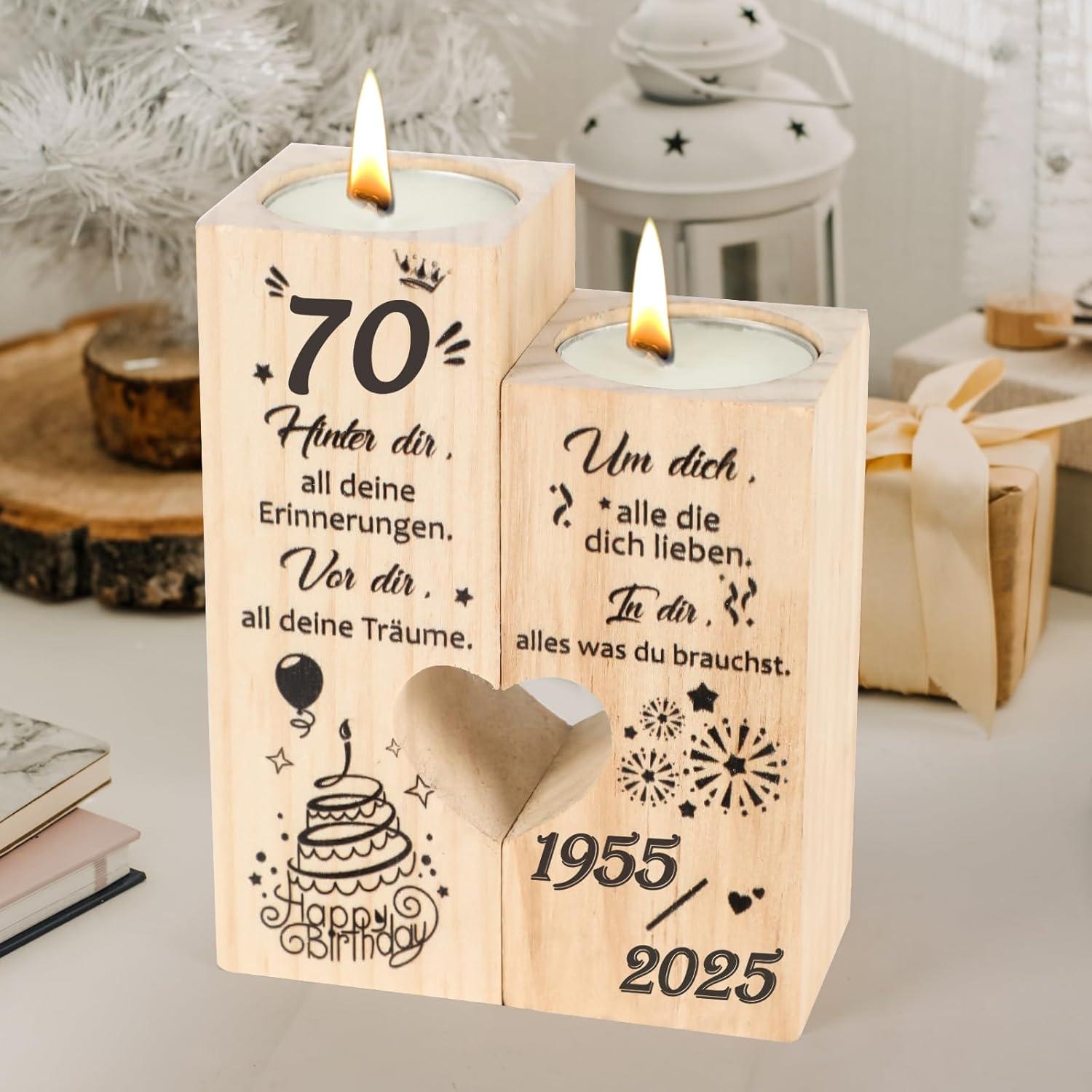 Kerzenständer Holz Personalisiert 70 Geburtstag Geschenk
