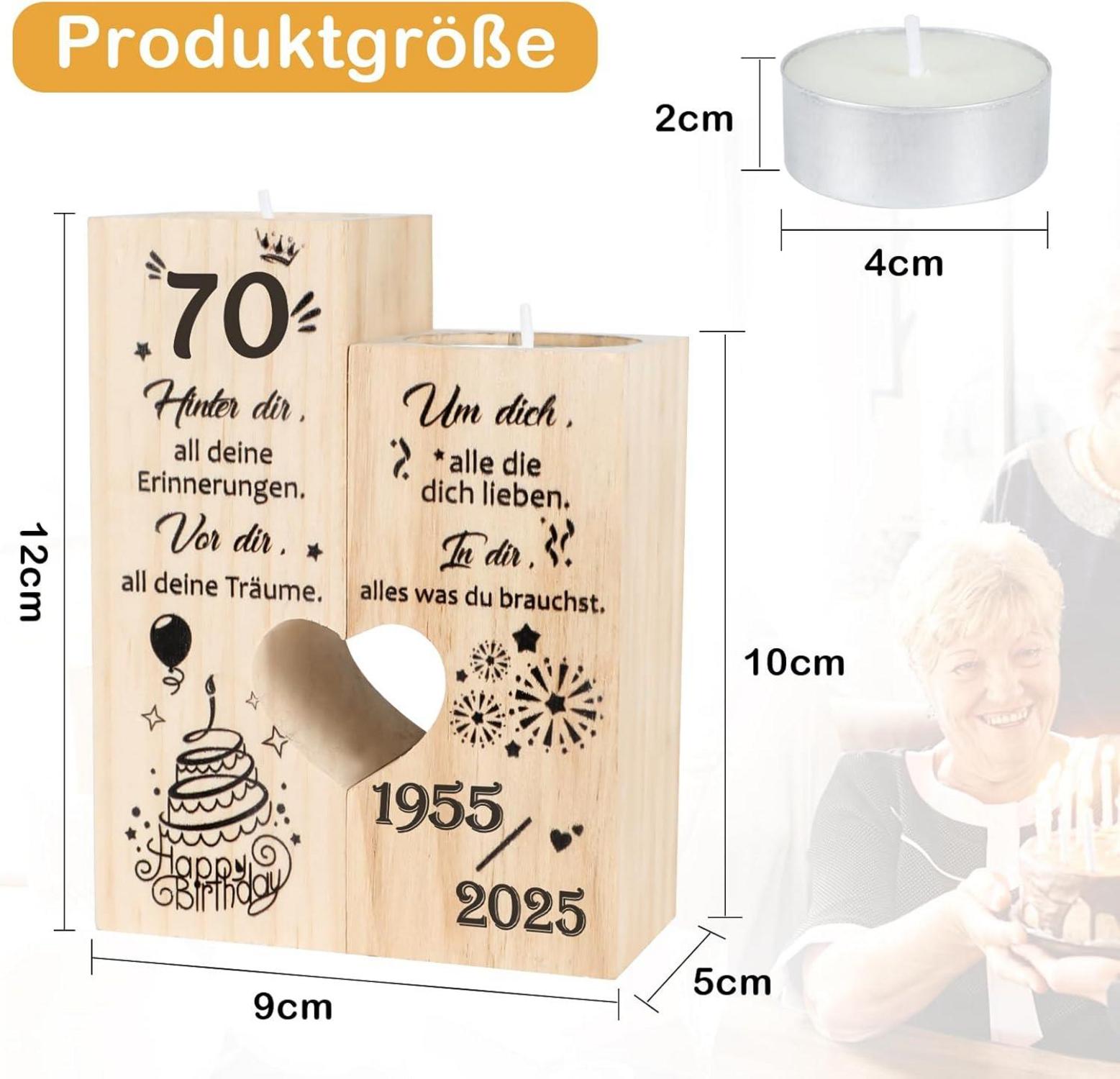 Kerzenständer Holz Personalisiert 70 Geburtstag Geschenk
