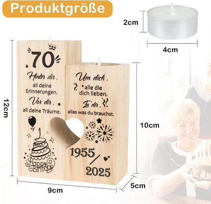Kerzenständer Holz Personalisiert 70 Geburtstag Geschenk
