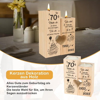 Deko 70 Geburtstag Kerzenständer Holz Personalisiert Mama Schwester