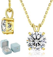 KRKC&CO Moissanite Anhänger Kette 925 Silber 2 Karat D VVS1