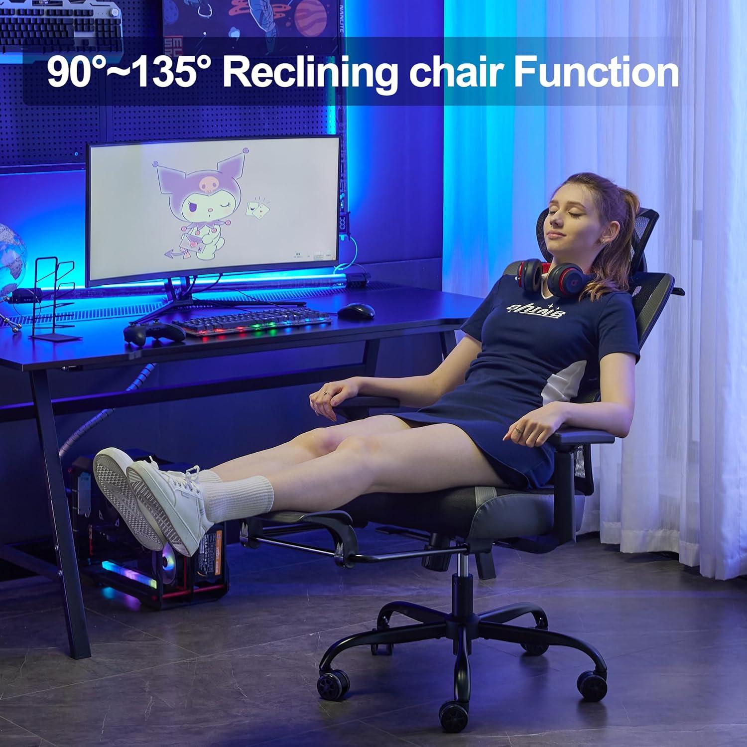 Ergonomischer Bürostuhl mit verstellbarer Lendenwirbelstütze 3D Armlehnen