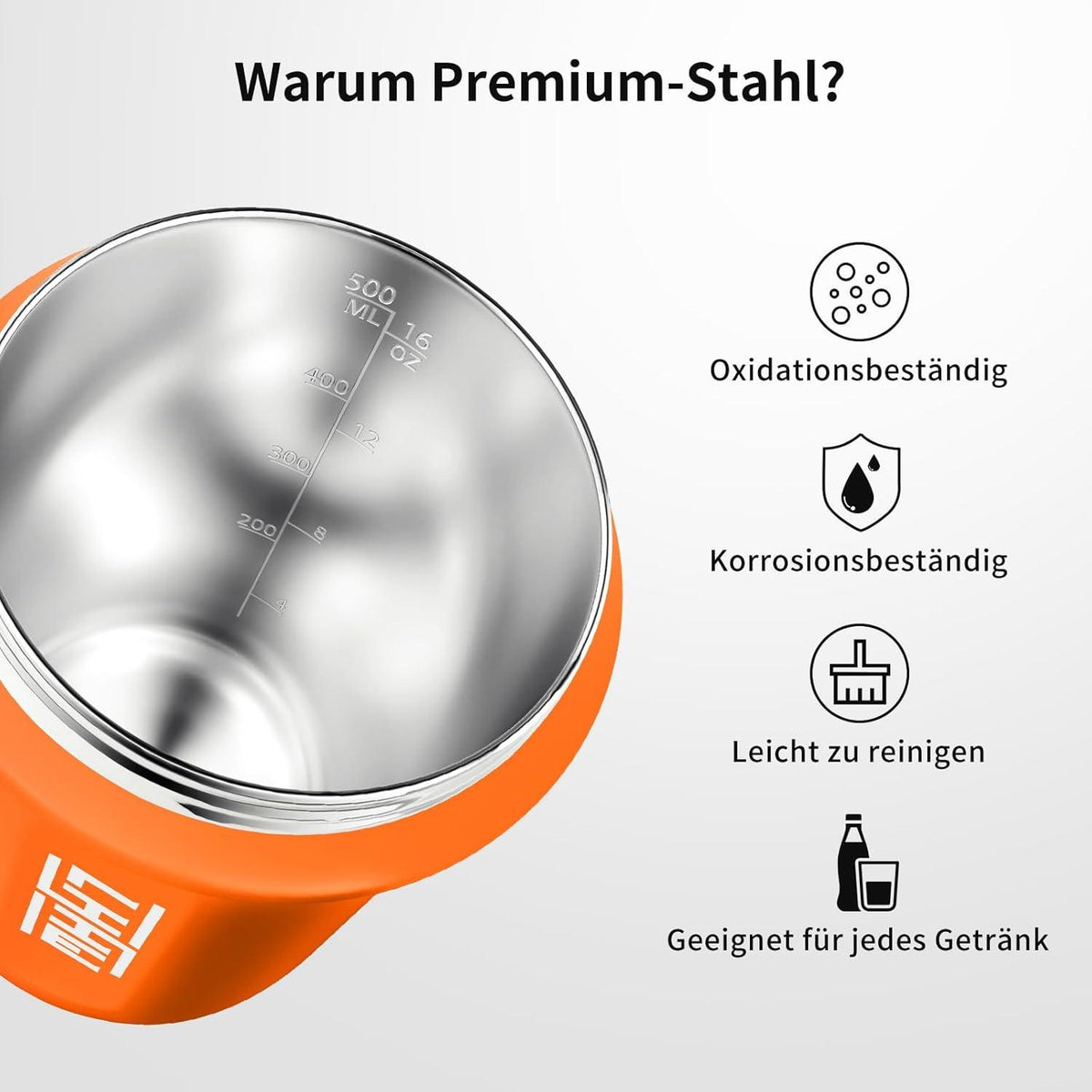 Protein Shaker Edelstahl 500ml auslaufsicher BPA-frei