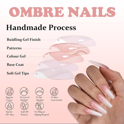 240 Falsche Nägel Rosa Ballerina Design - Französisch Nail Tips Set