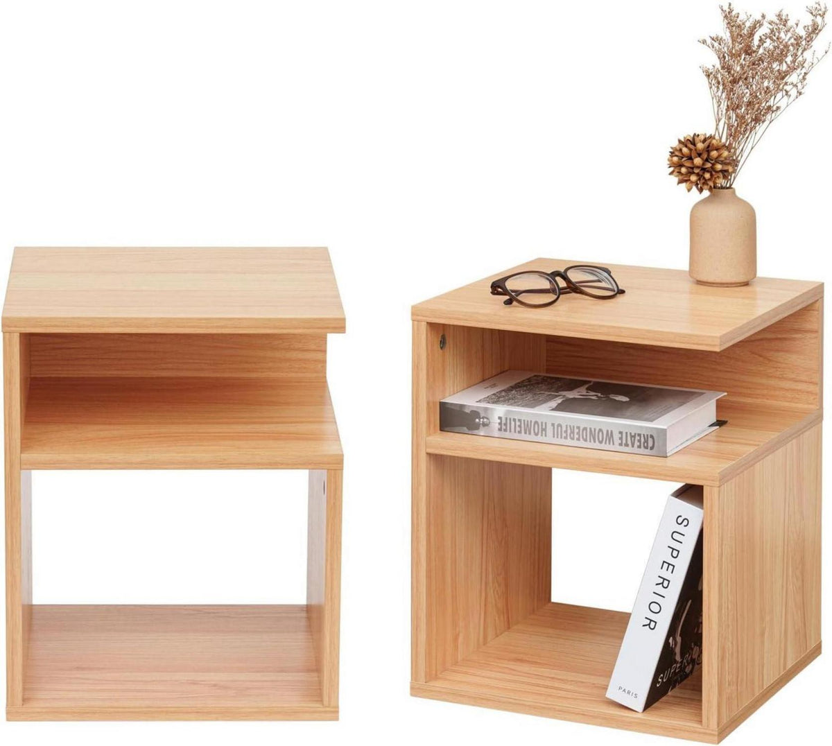 Nachttisch 2er Set Holz Sofatisch 32x30x40cm Nachtschrank Modern Größe