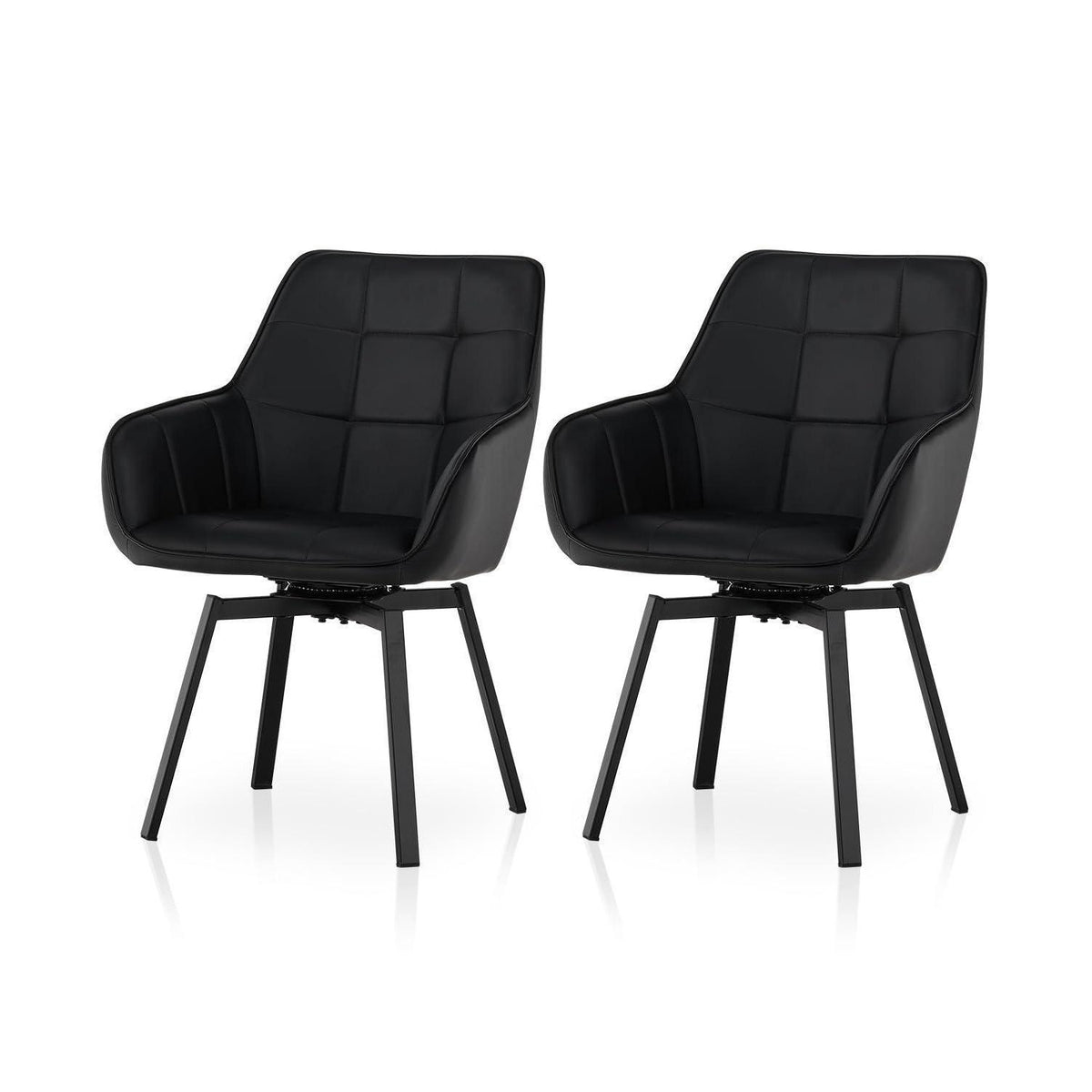 Drehbare Esszimmerstühle 2er Set Schwarz – & Komfort in Lederoptik