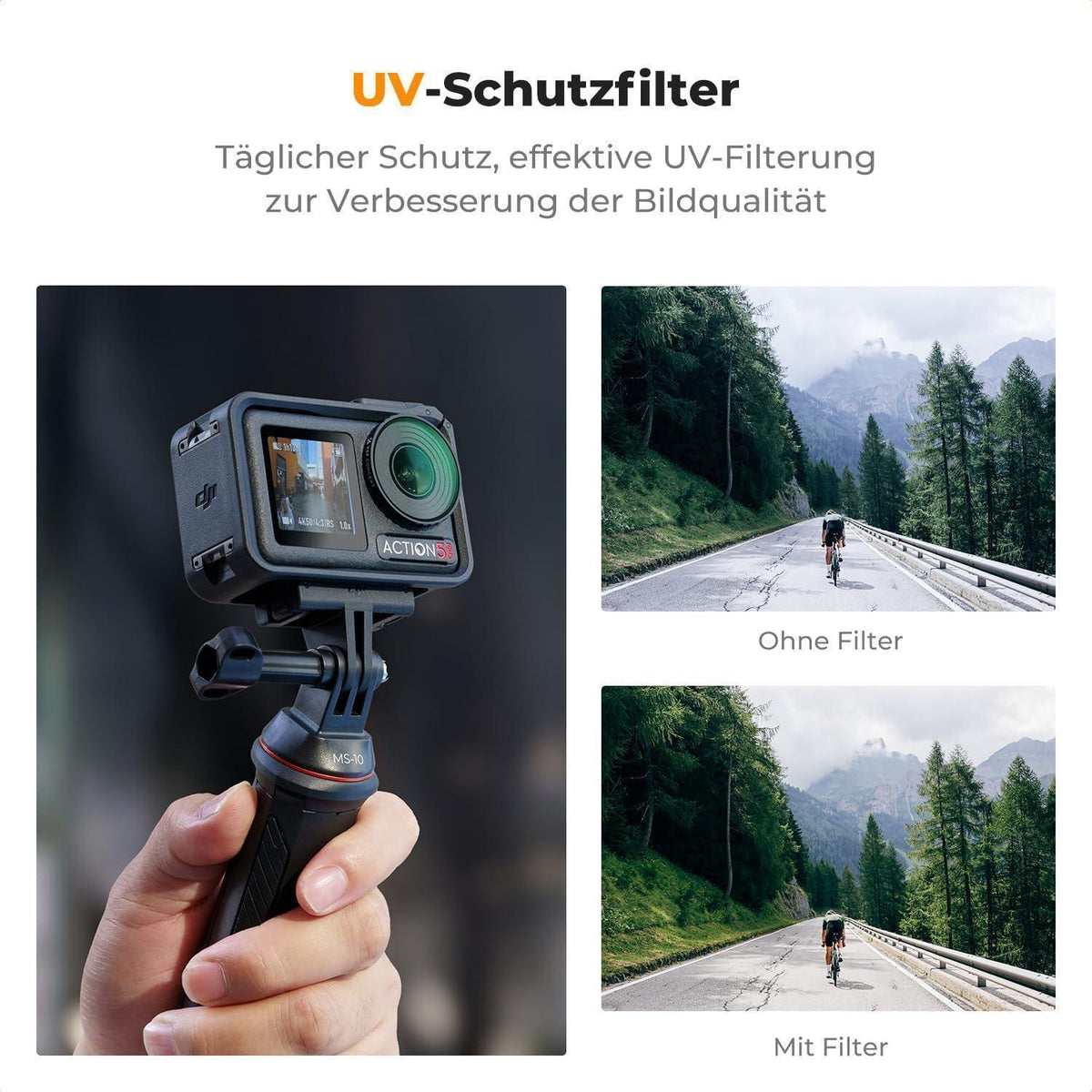 UV-Filter für DJI Osmo Action 5 Pro/4, HD Glas, Objektivschutz