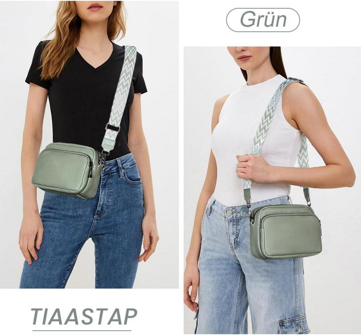 Damen Echtleder Umhängetasche Crossbody Bag Schultertasche 3