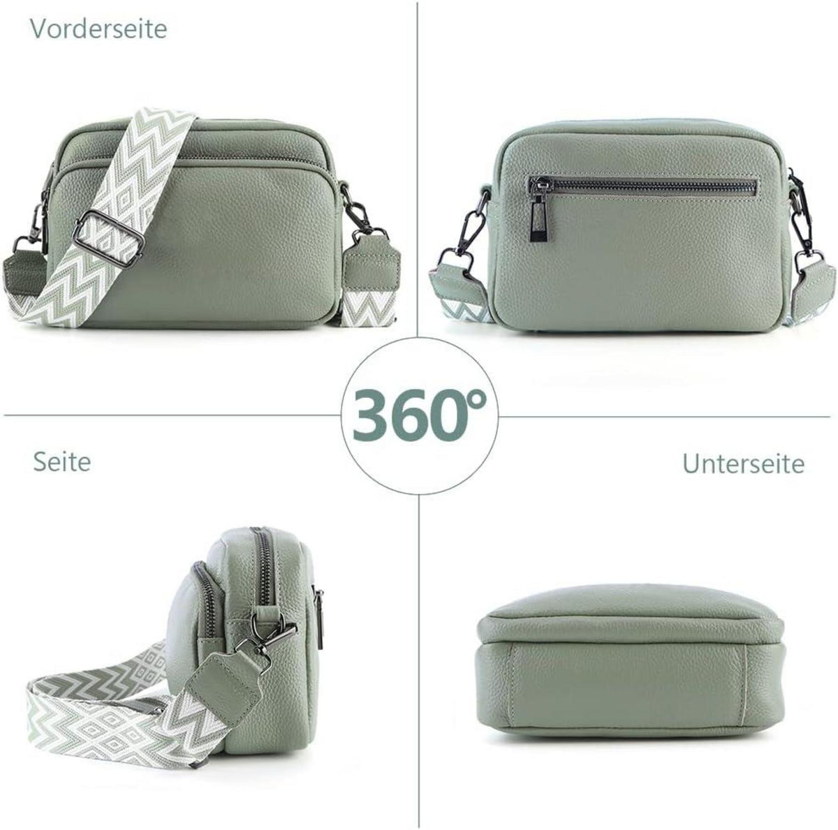 Echtes Leder Damen Crossbody Umhängetasche Schultertasche 3