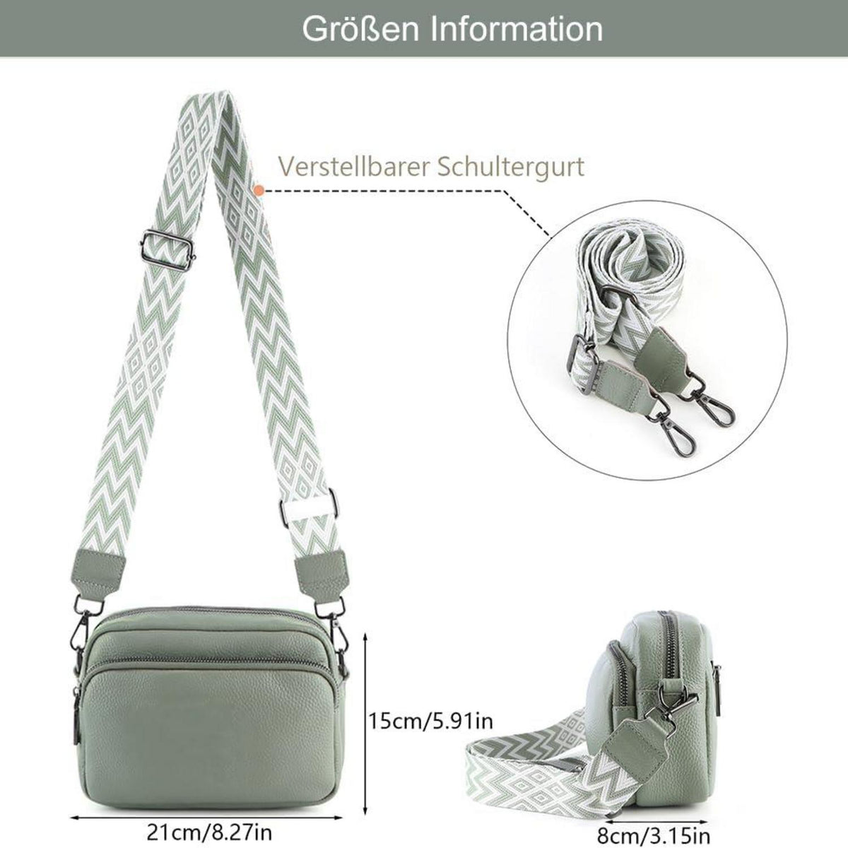Damen Handy Umhängetasche Echtes Leder Crossbody Bag Breiter