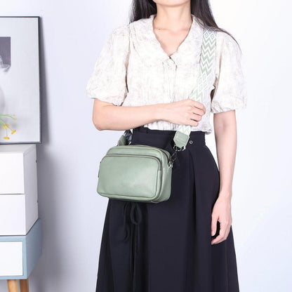 Handytasche Damen Echtes Leder Crossbody Umhängetasche Breiter Schultergurt