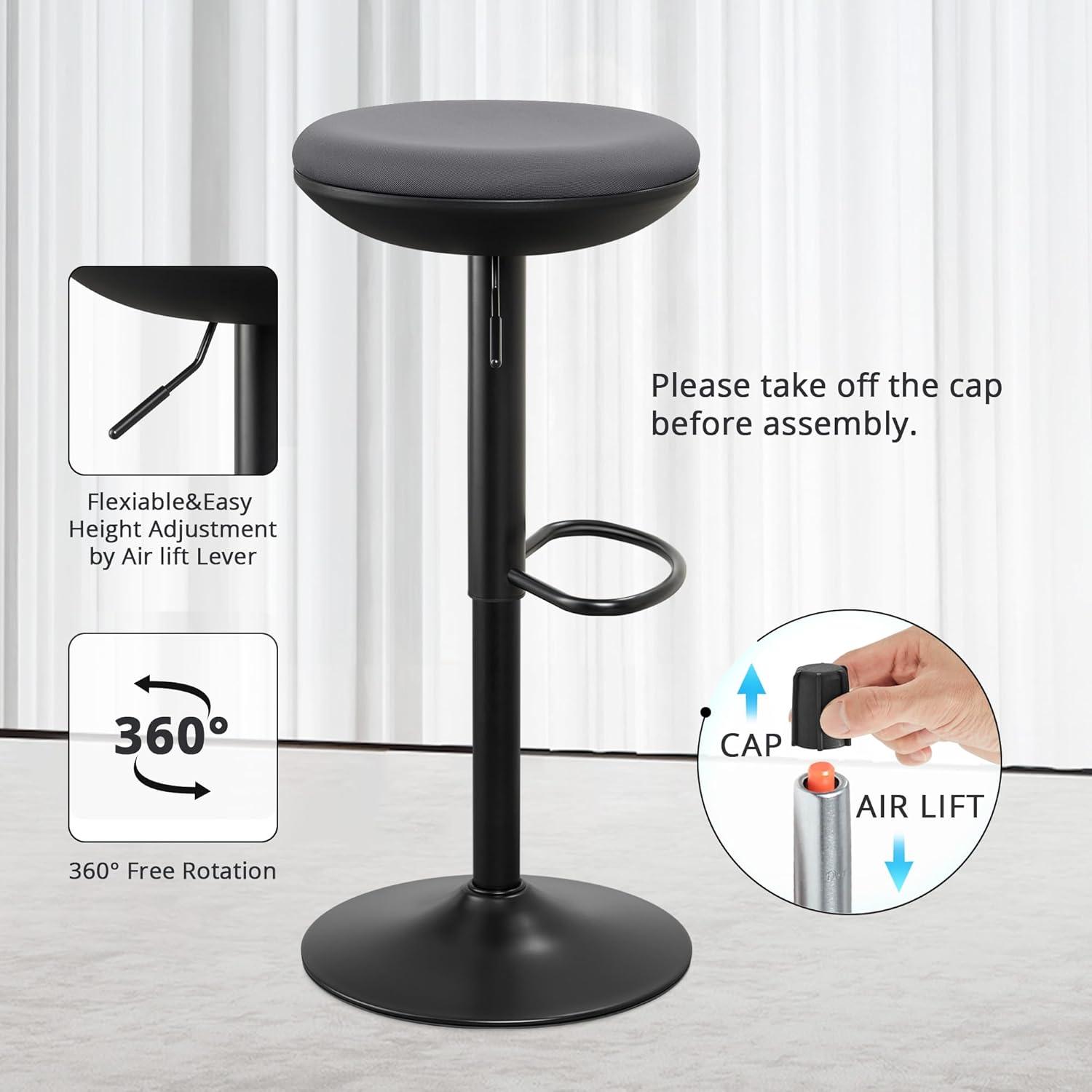 Ergonomischer Stehhocker höhenverstellbar drehbar ohne Rückenlehne Grau 2er Set