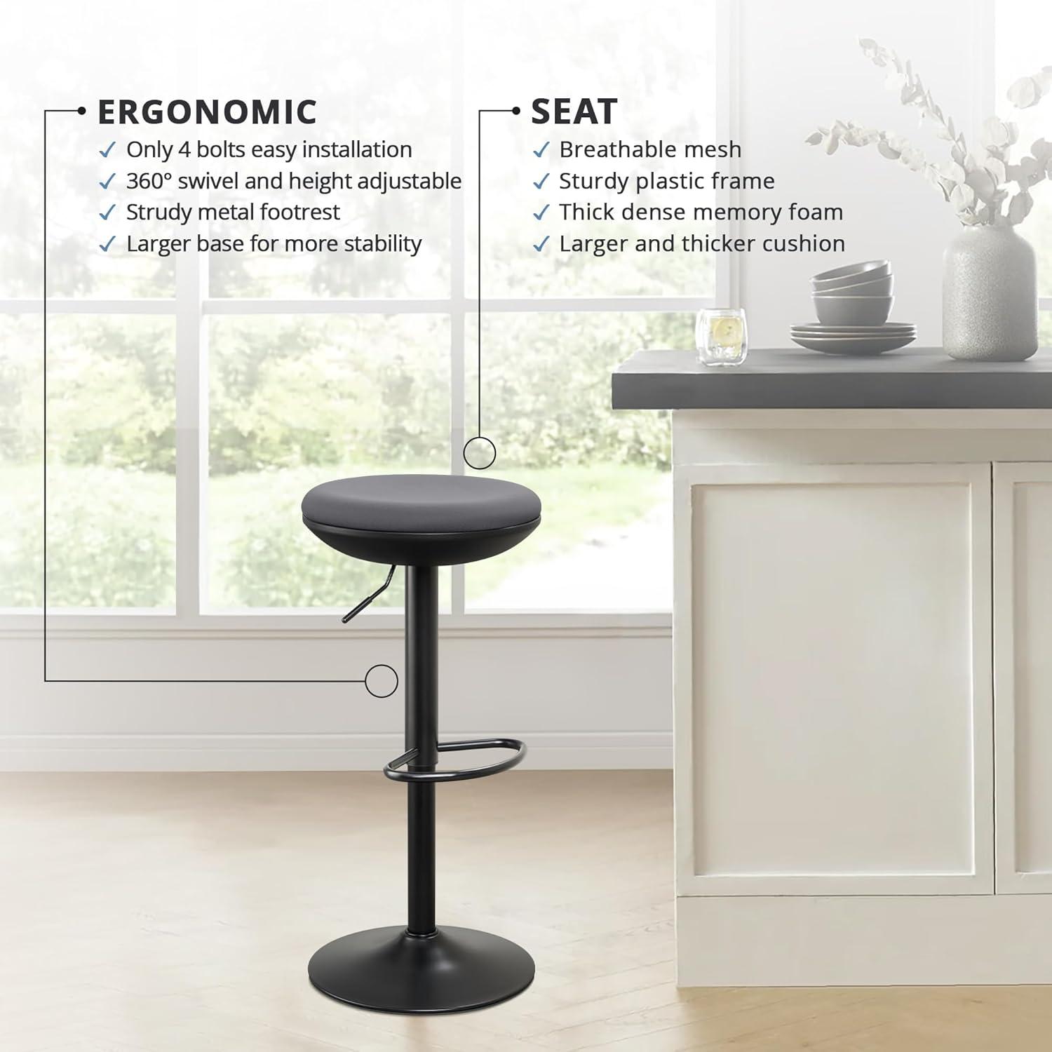 Ergonomischer Stehhocker höhenverstellbar drehbar ohne Rückenlehne Grau 2er Set