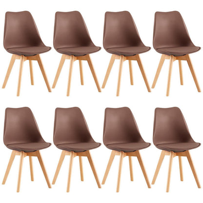 8 Esszimmerstühle skandinavisches Design, Buche in Lederoptik