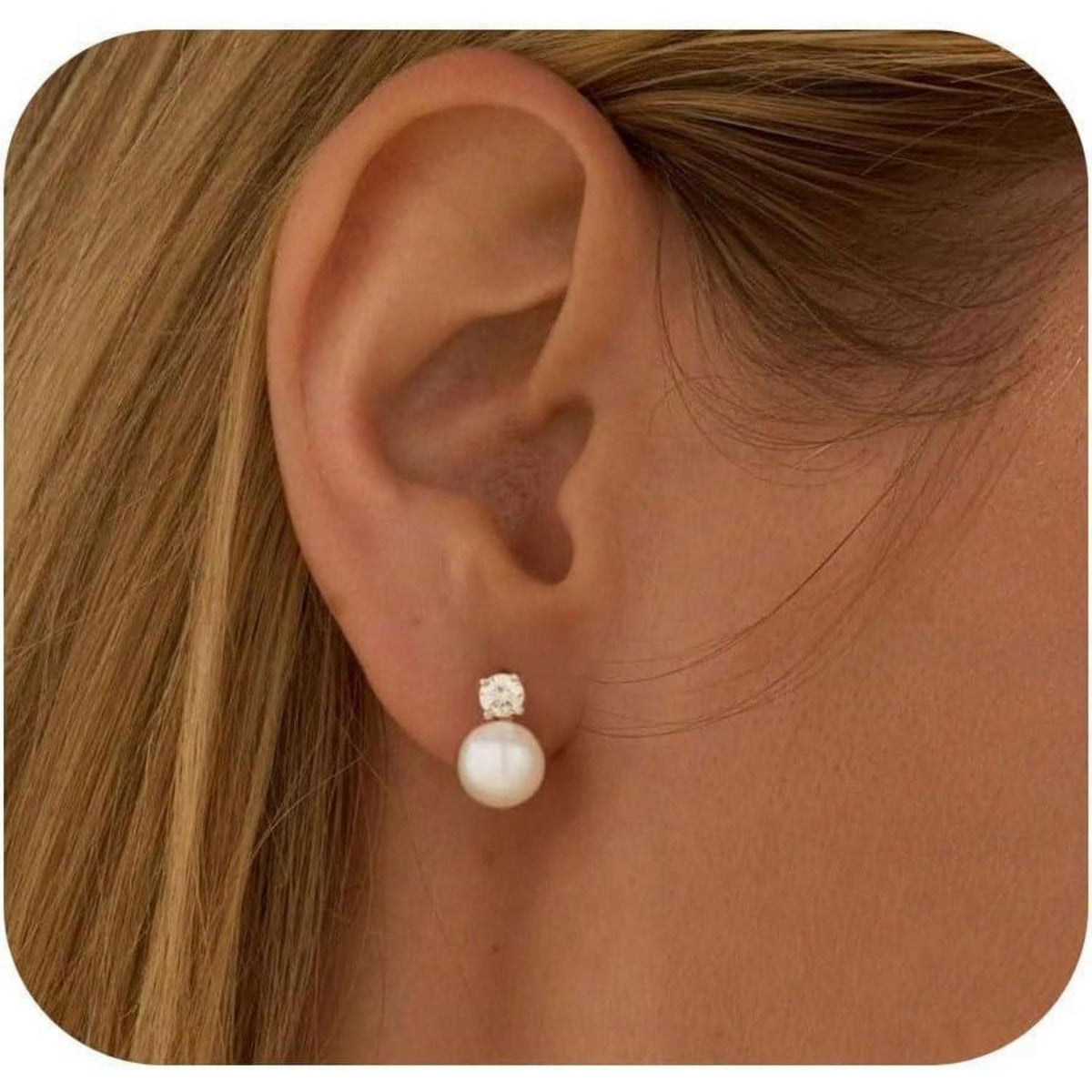 Perlen Ohrstecker 925 Silber Süßwasserperle Weiß Damen Gold/Silber