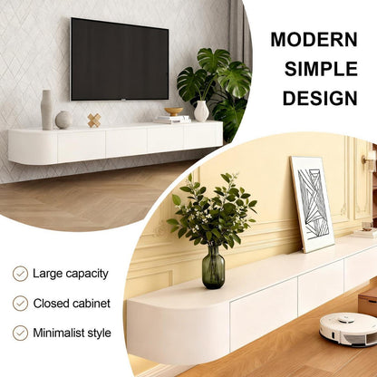 Moderner TV Schrank Weiß 140cm | Hängendes Lowboard mit Schubladen