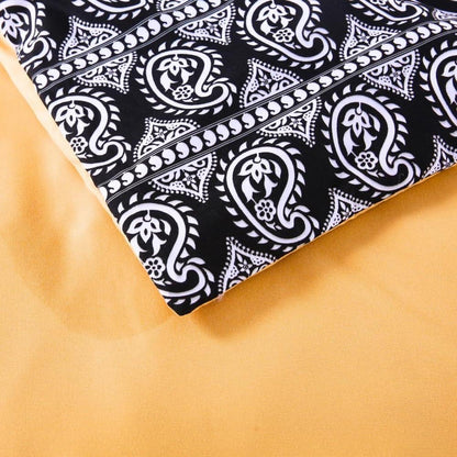Boho Bettwäsche Set 135x200 Weiß Schwarz Blumen Mandala
